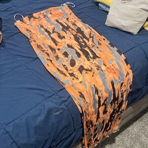 Orange and Black Abstract Maxi Dress